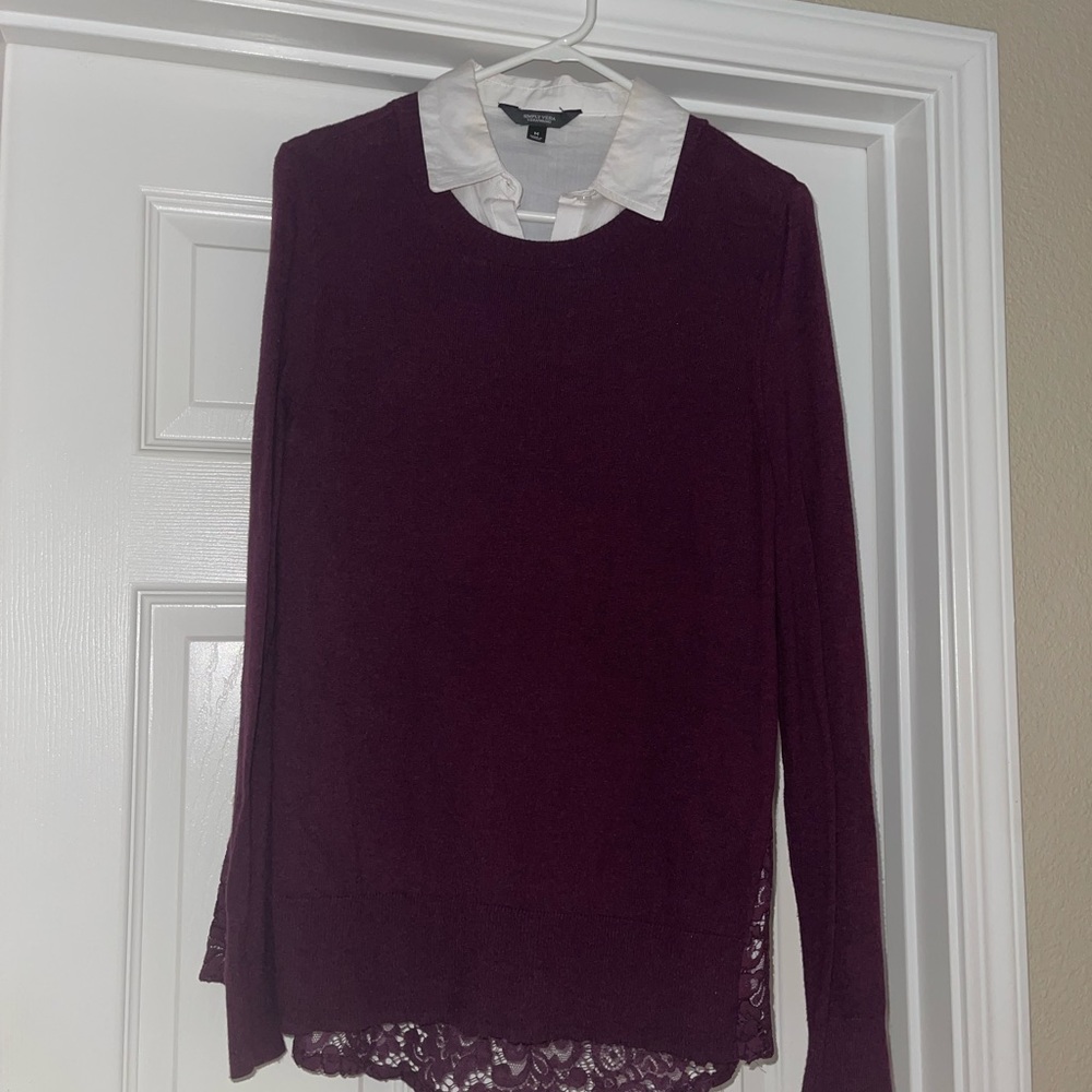Simply Vera Vera Wang Dark Purple Collared Shirt
